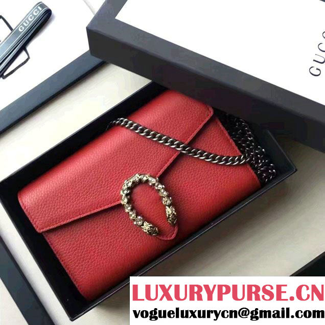 Gucci Dionysus Leather Mini Chain Wallet Bag 401231 Red 2017