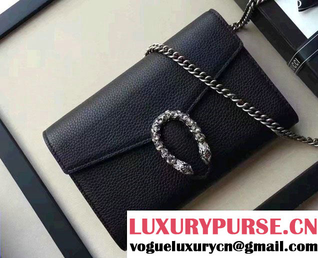 Gucci Dionysus Leather Mini Chain Wallet Bag 401231 Black 2017