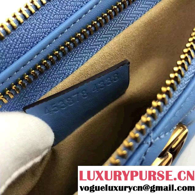 Gucci GG Marmont Matelassé Chevron Shoulder Bag With Pouch 453878 Blue 2017