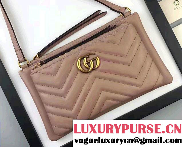 Gucci GG Marmont Matelassé Chevron Shoulder Bag With Pouch 453878 Nude 2017