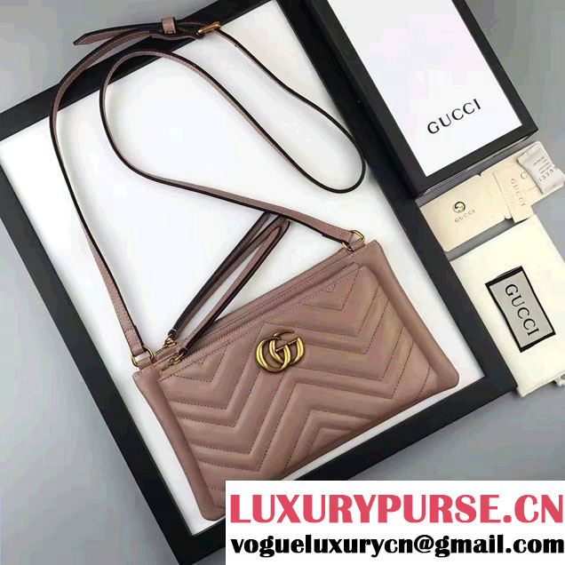 Gucci GG Marmont Matelassé Chevron Shoulder Bag With Pouch 453878 Nude 2017
