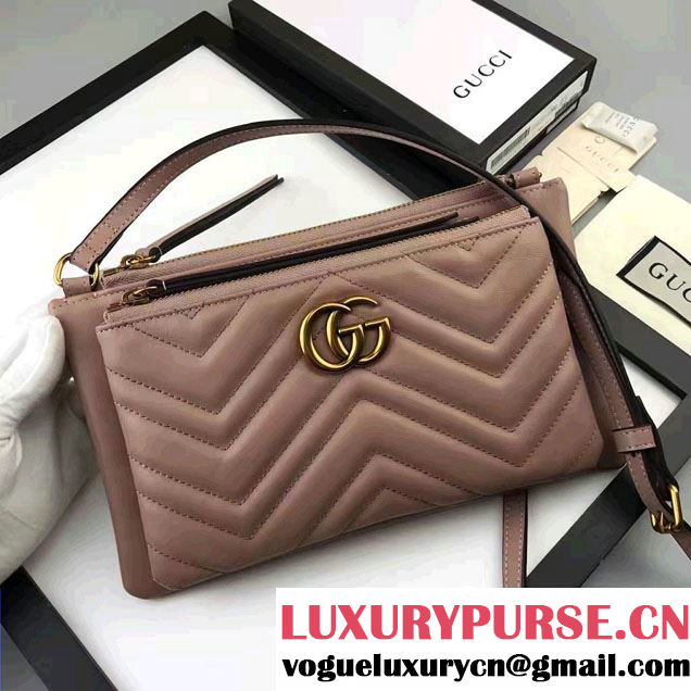 Gucci GG Marmont Matelassé Chevron Shoulder Bag With Pouch 453878 Nude 2017