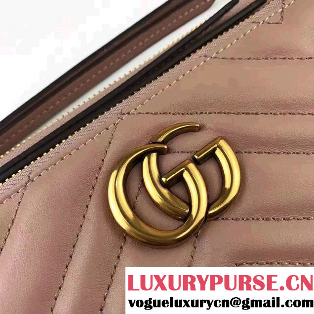 Gucci GG Marmont Matelassé Chevron Shoulder Bag With Pouch 453878 Nude 2017