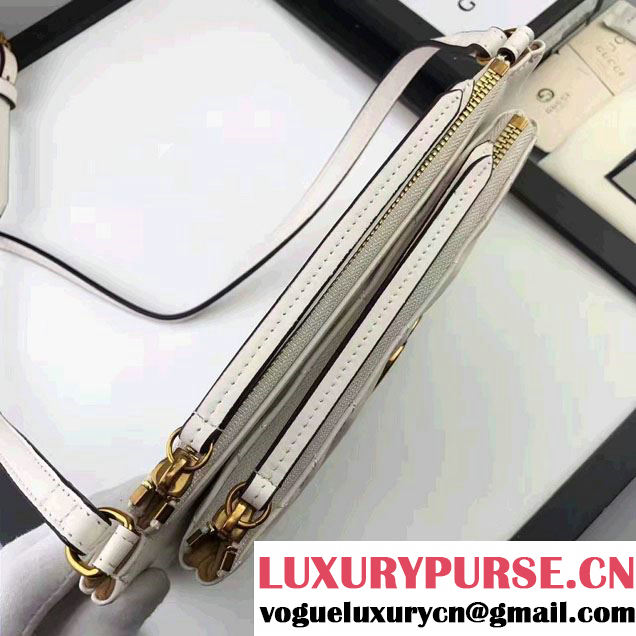 Gucci GG Marmont Matelassé Chevron Shoulder Bag With Pouch 453878 White 2017