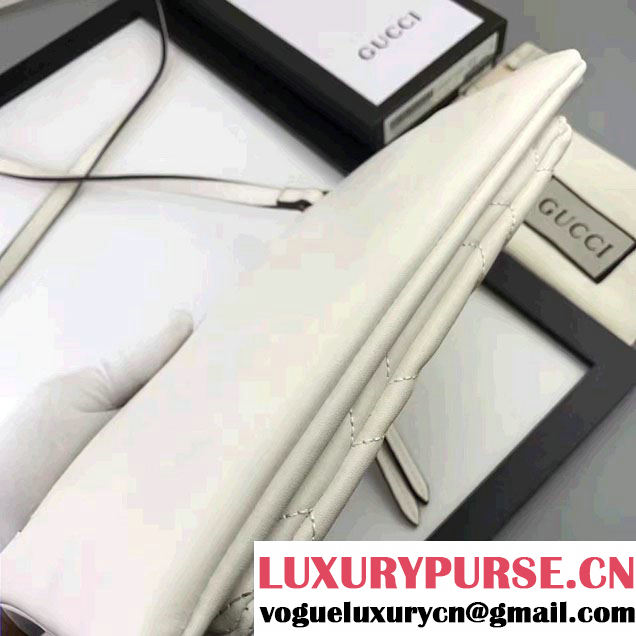 Gucci GG Marmont Matelassé Chevron Shoulder Bag With Pouch 453878 White 2017