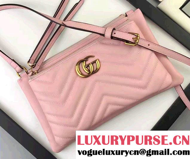 Gucci GG Marmont Matelassé Chevron Shoulder Bag With Pouch 453878 Pink 2017