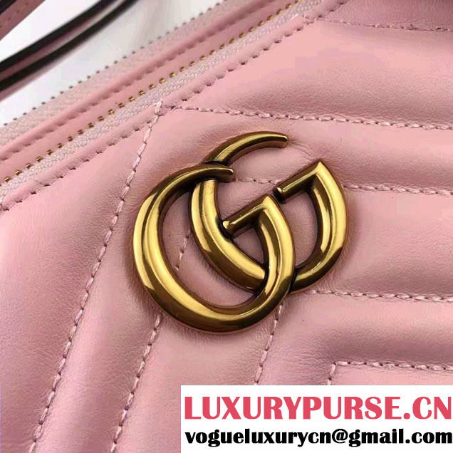 Gucci GG Marmont Matelassé Chevron Shoulder Bag With Pouch 453878 Pink 2017