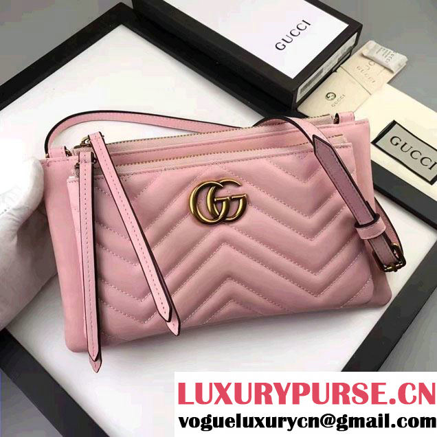 Gucci GG Marmont Matelassé Chevron Shoulder Bag With Pouch 453878 Pink 2017