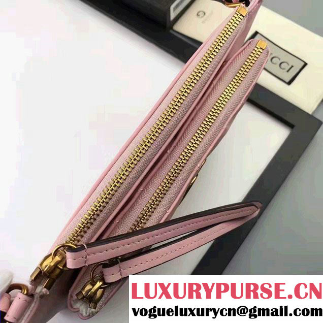 Gucci GG Marmont Matelassé Chevron Shoulder Bag With Pouch 453878 Pink 2017