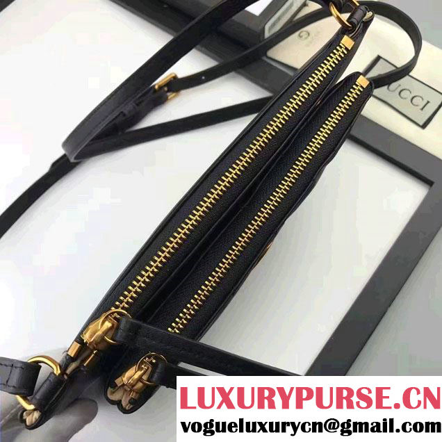 Gucci GG Marmont Matelassé Chevron Shoulder Bag With Pouch 453878 Black 2017
