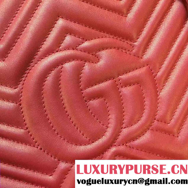 Gucci GG Marmont Matelassé Chevron Chain Shoulder Medium Bag 453569 Red 2016