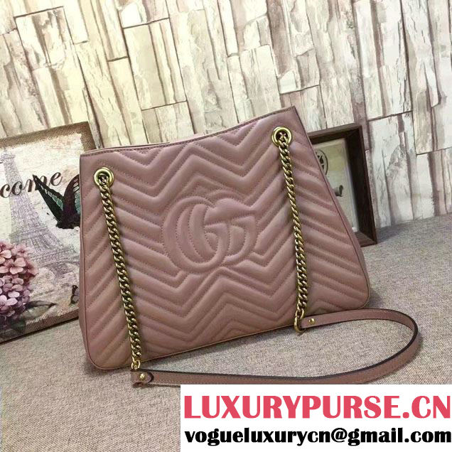 Gucci GG Marmont Matelassé Chevron Chain Shoulder Medium Bag 453569 Nude 2016