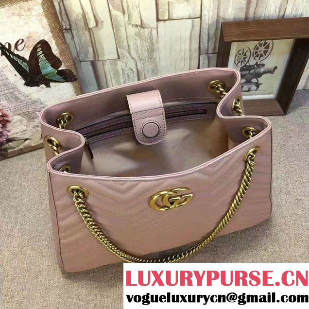 Gucci GG Marmont Matelassé Chevron Chain Shoulder Medium Bag 453569 Nude 2016