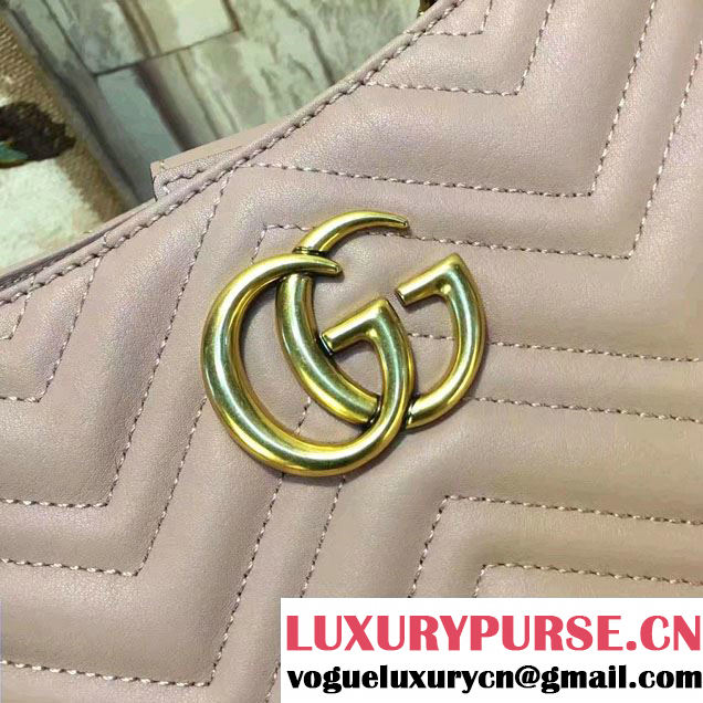 Gucci GG Marmont Matelassé Chevron Chain Shoulder Medium Bag 453569 Nude 2016