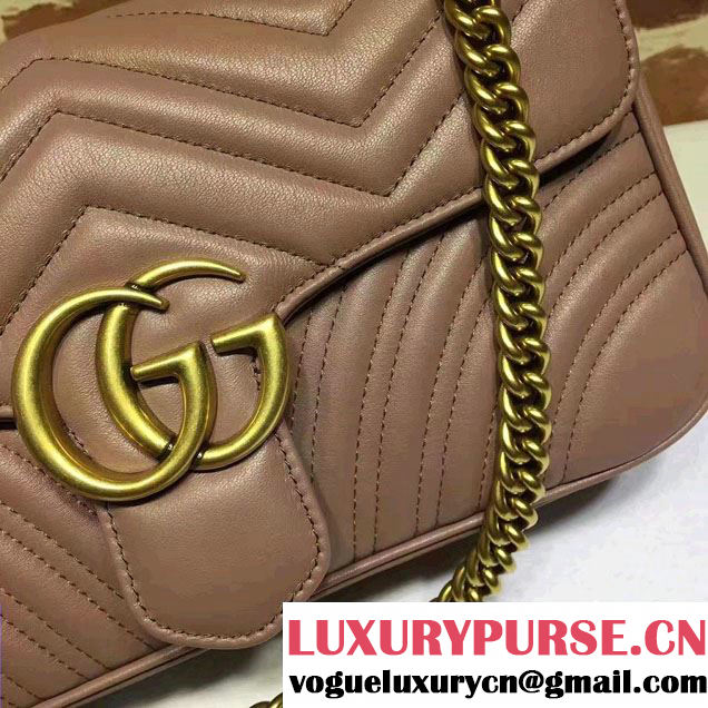 Gucci GG Marmont Matelassé Chevron Small Chain Shoulder Bag 443497 Nude 2016