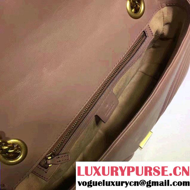 Gucci GG Marmont Matelassé Chevron Small Chain Shoulder Bag 443497 Nude 2016