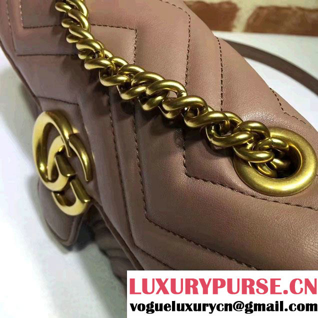 Gucci GG Marmont Matelassé Chevron Mini Chain Shoulder Bag 446744 Nude 2016
