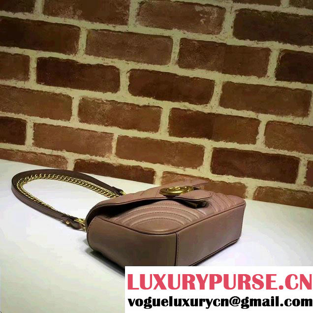 Gucci GG Marmont Matelassé Chevron Mini Chain Shoulder Bag 446744 Nude 2016