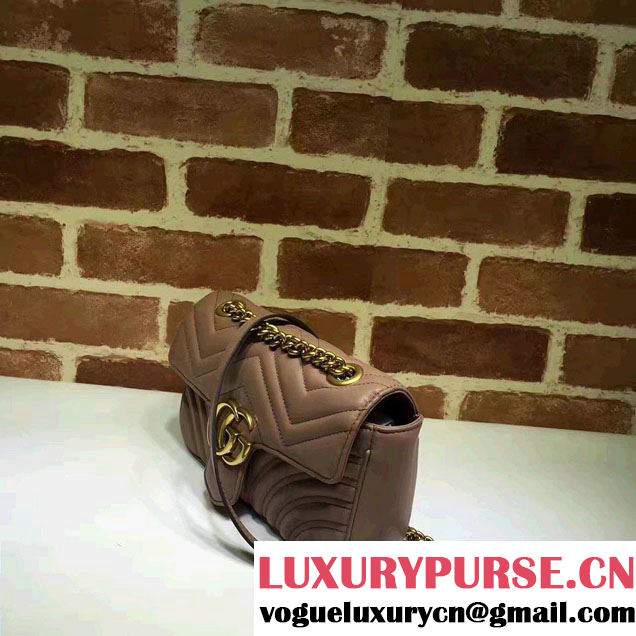 Gucci GG Marmont Matelassé Chevron Mini Chain Shoulder Bag 446744 Nude 2016