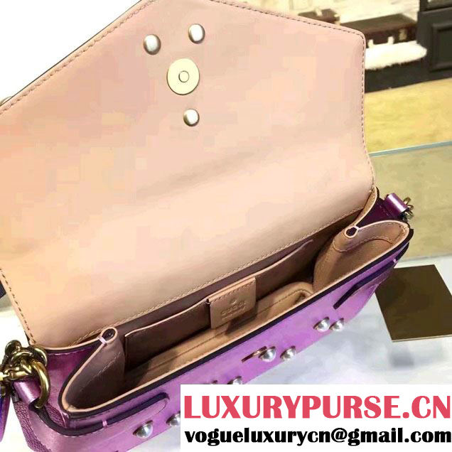 Gucci Pearl Studs And Metal Bee Broadway Leather Chain Clutch Bag 453778 Pink 2017