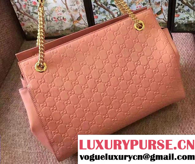 Gucci Soft Signature Shoulder Large Bag 453771 Pink 2017