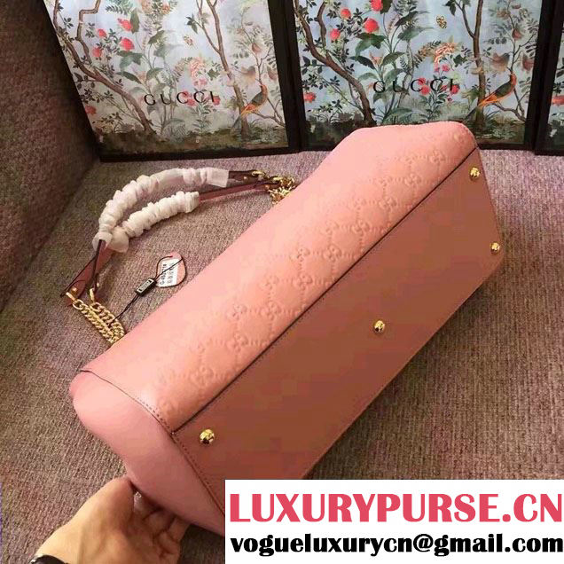 Gucci Soft Signature Shoulder Large Bag 453771 Pink 2017