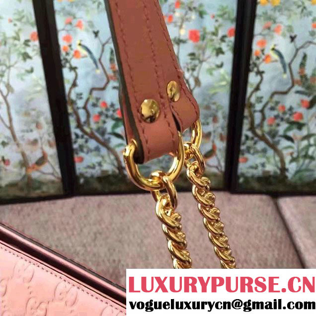 Gucci Soft Signature Shoulder Large Bag 453771 Pink 2017