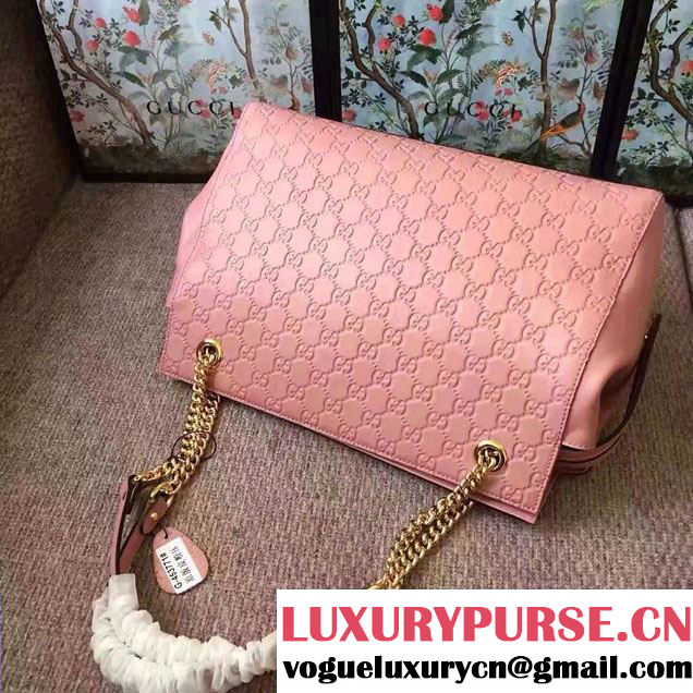 Gucci Soft Signature Shoulder Large Bag 453771 Pink 2017
