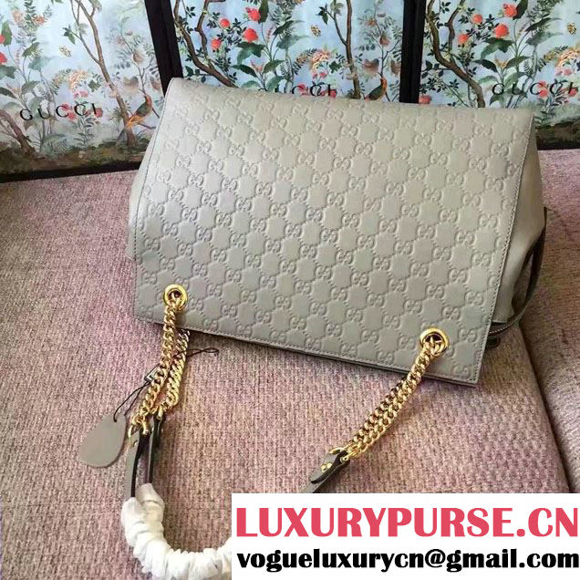 Gucci Soft Signature Shoulder Large Bag 453771 Gray 2017