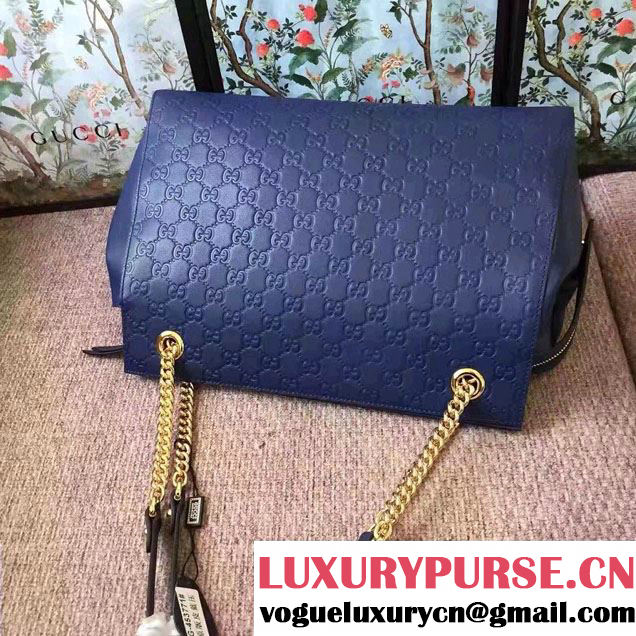 Gucci Soft Signature Shoulder Large Bag 453771 Blue 2017