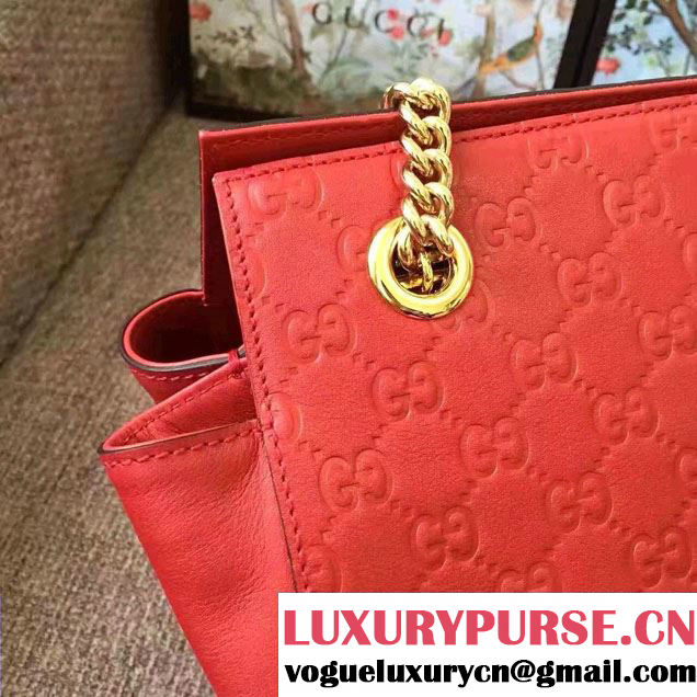 Gucci Soft Signature Shoulder Large Bag 453771 Red 2017