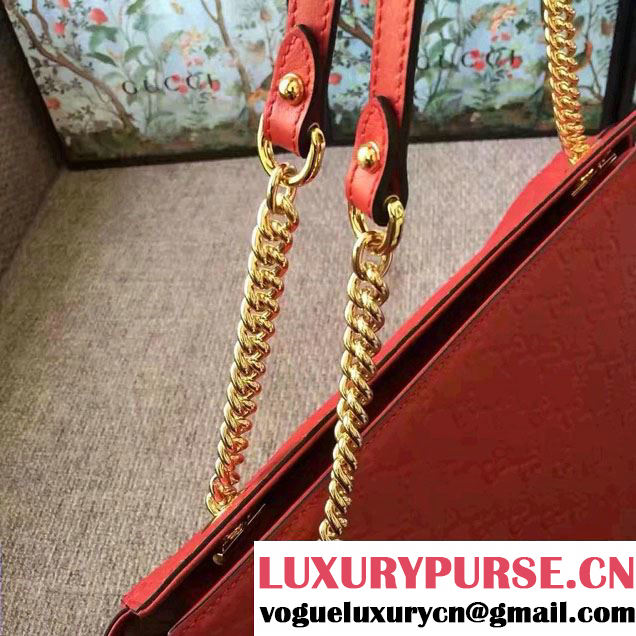 Gucci Soft Signature Shoulder Large Bag 453771 Red 2017