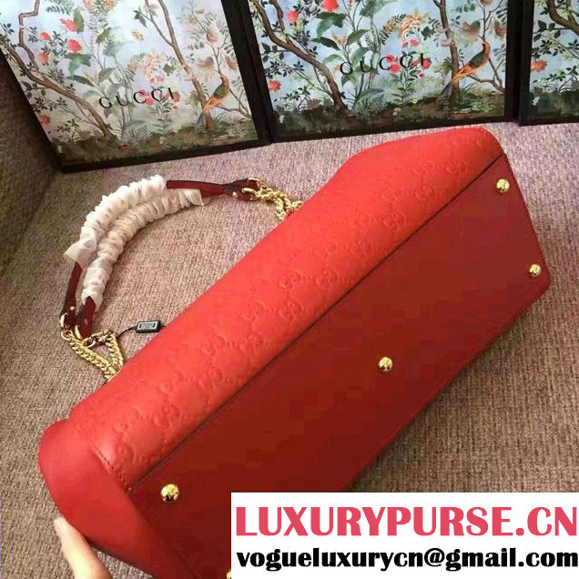 Gucci Soft Signature Shoulder Large Bag 453771 Red 2017