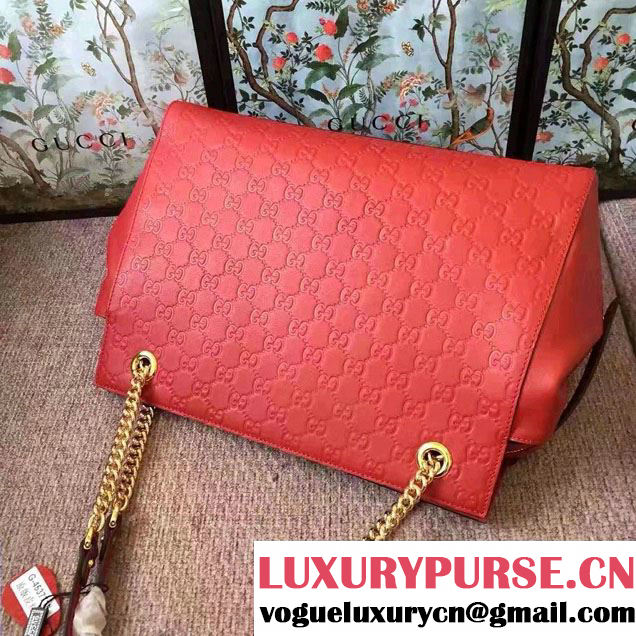 Gucci Soft Signature Shoulder Large Bag 453771 Red 2017