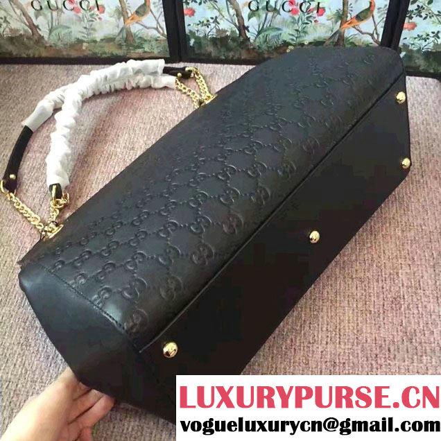 Gucci Soft Signature Shoulder Large Bag 453771 Black 2017