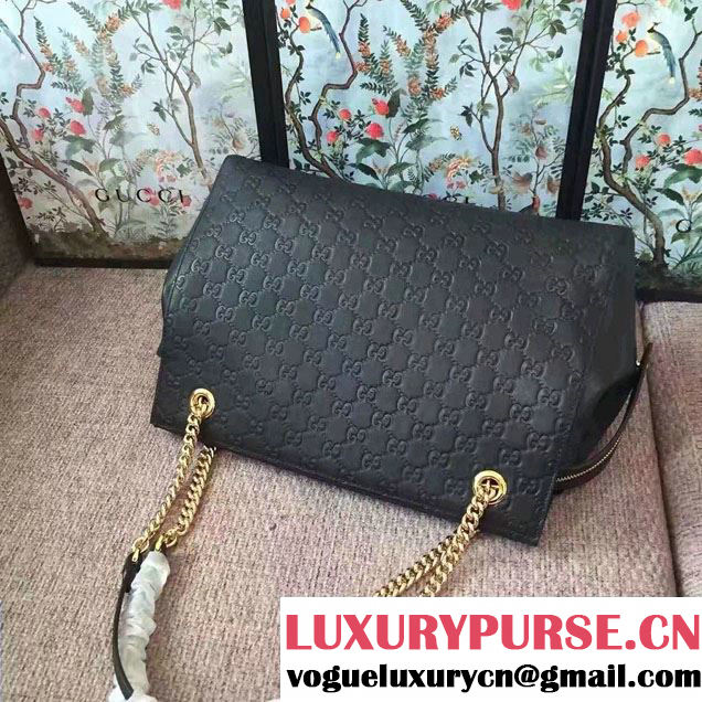 Gucci Soft Signature Shoulder Large Bag 453771 Black 2017