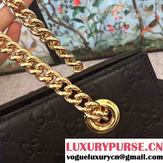 Gucci Soft Signature Shoulder Large Bag 453771 Black 2017