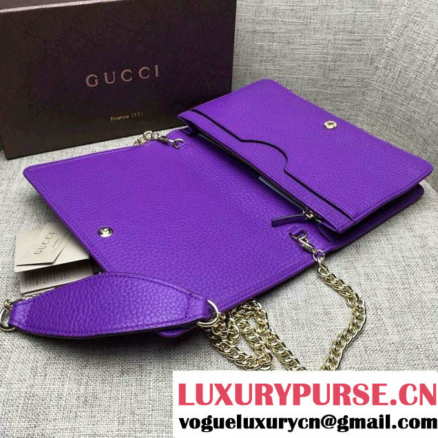 Gucci Soho Leather Mini Chain Wallet Bag 407041 Purple