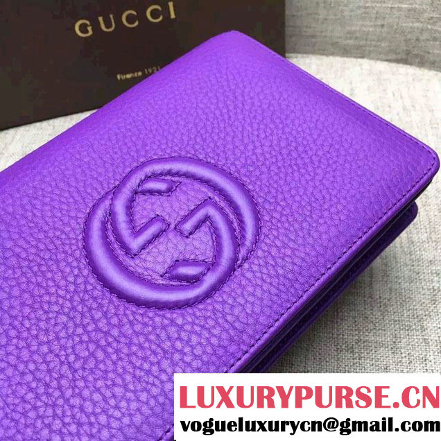 Gucci Soho Leather Mini Chain Wallet Bag 407041 Purple