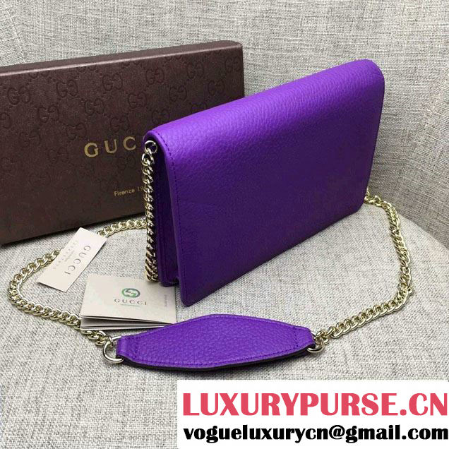 Gucci Soho Leather Mini Chain Wallet Bag 407041 Purple