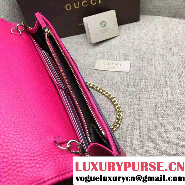 Gucci Soho Leather Mini Chain Wallet Bag 407041 Fuchsia