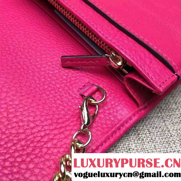 Gucci Soho Leather Mini Chain Wallet Bag 407041 Fuchsia