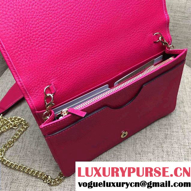 Gucci Soho Leather Mini Chain Wallet Bag 407041 Fuchsia