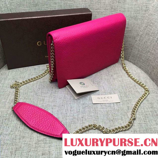 Gucci Soho Leather Mini Chain Wallet Bag 407041 Fuchsia