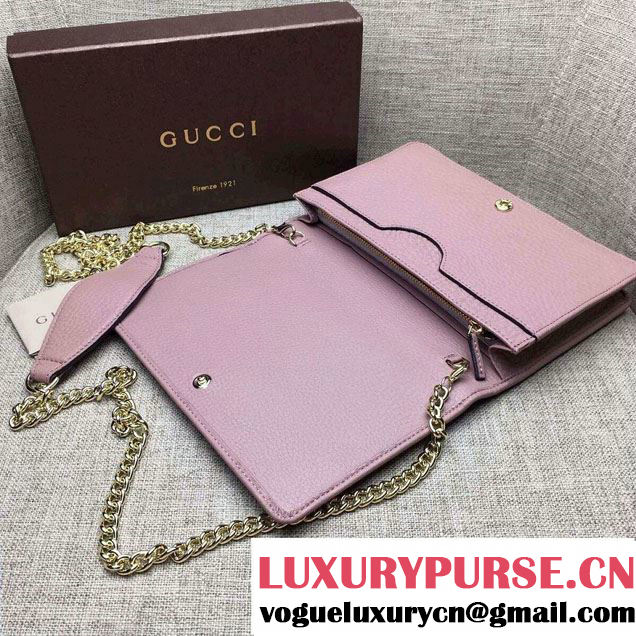 Gucci Soho Leather Mini Chain Wallet Bag 407041 Nude Pink