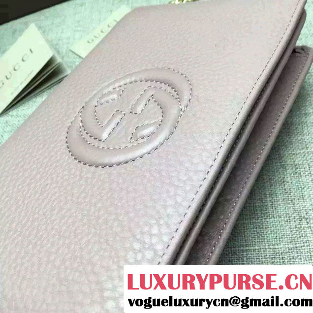 Gucci Soho Leather Mini Chain Wallet Bag 407041 Nude Pink