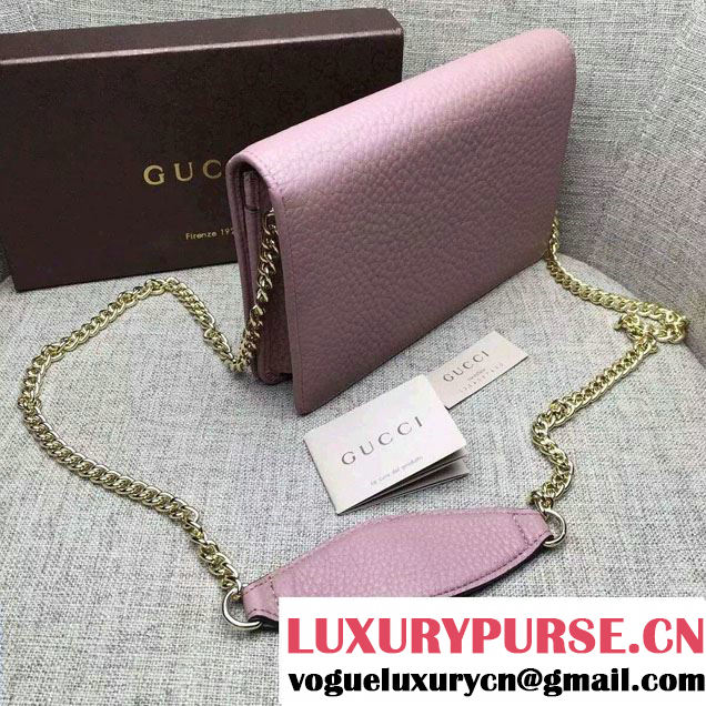 Gucci Soho Leather Mini Chain Wallet Bag 407041 Nude Pink