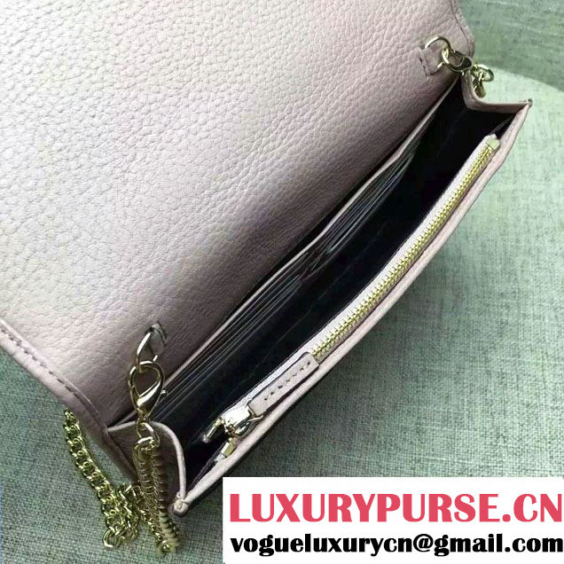 Gucci Soho Leather Mini Chain Wallet Bag 407041 Nude Pink