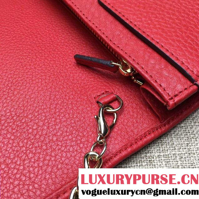 Gucci Soho Leather Mini Chain Wallet Bag 407041 Red
