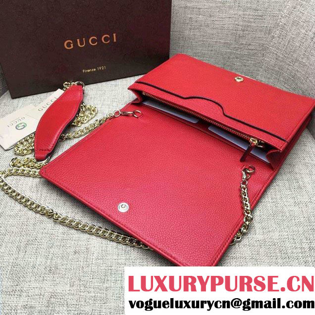 Gucci Soho Leather Mini Chain Wallet Bag 407041 Red